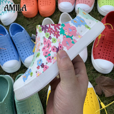 AMILA รองเท้าตาข่าย เด็กชายและ Sepatu Pantai Cewek,รองเท้าบูทกันฝนลายการ์ตูนน่ารัก,รองเท้ากันน้ำกันลื่นสำหรับพ่อแม่เด็ก