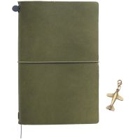 A5 Olive Green Retro Cowhide Manual Account Book European Retro Notebook Diary Notepad