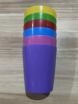 Plastic Cups Set Plastic Multi Colors Reusable Portable Rainbow
