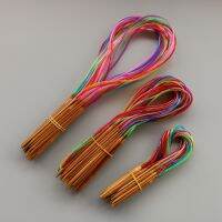 ☃❦✼ 18Pcs/Set Multicolor Circular Tube Double Pointed Carbonized Bamboo Ring Knitting Needles