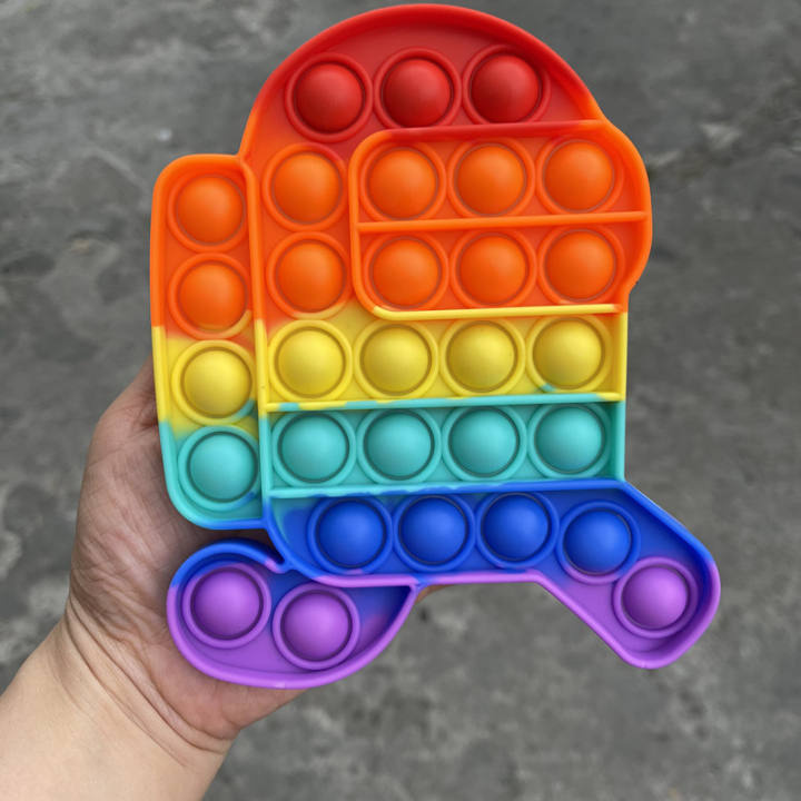 Jumbo Size Fidget Toy Big Rainbow Amongings Anxiety Stress Relieving Poppet Game 