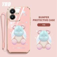 เคสโทรศัพท์ YBD สำหรับ Vivo Y22 Y22S Y35บวก Y35 + Y27 2023ไล่ระดับสีนิ่มโปร่งใสหมีรุนแรงการ์ตูนเคสโทรศัพท์กันกระแทกพร้อมกรอบป้องกันกล้องเลนส์คลุมทั้งหมด