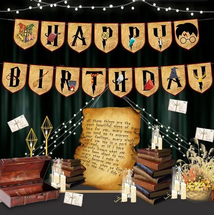 Harry Potter Happy Birthday Banner Bunting Hanging for Boys Girls ...