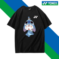 เสื้อกีฬาแห้งเร็วระบายอากาศดี Doraemon Yonex เสื้อกีฬาแมวชุดแบดมินตันสตรีเสื้อวัฒนธรรมแขนสั้นของผู้ชายใหม่