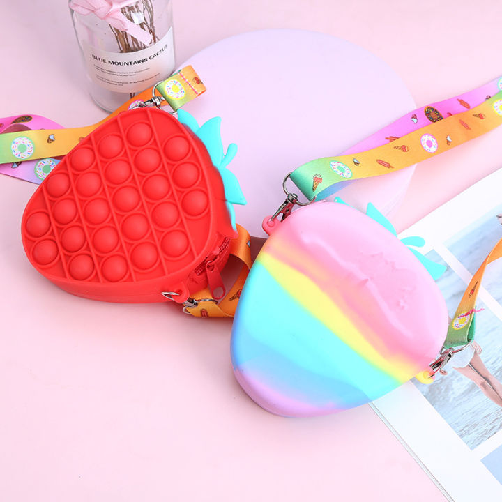 coin-purse-rodent-pioneer-bag-princess-bag-silicone-oblique-cross-rainbow-gift-decompression-hammer-cartoon-storage-wallet