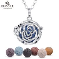 NEW 16mm Aromatherapy Perfume Oils Diffuser Necklace Round Locket Pendant with Fun Stone K96N20