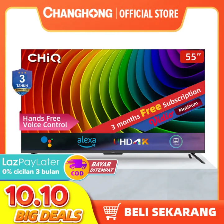 CHiQ 55 Inch 4K Frameless Android Smart TV Digital LED TV(U55G7PF)UHDDolby