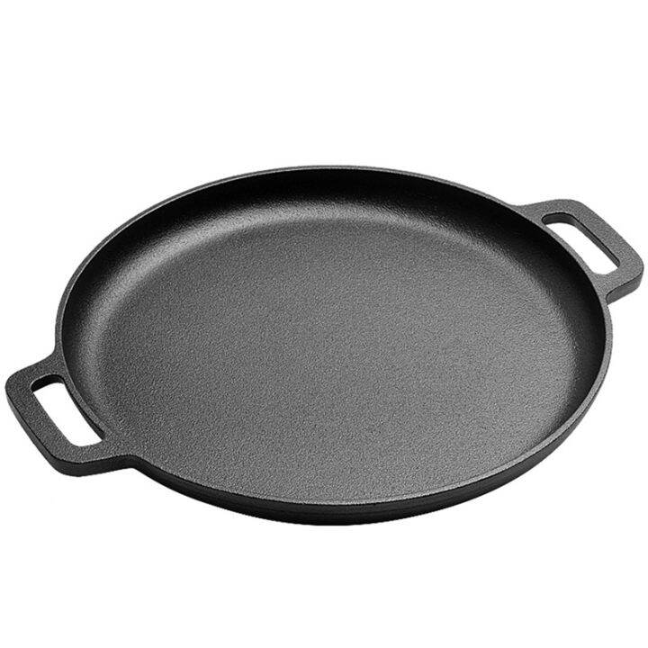 Cast Iron Pizza Pan Steel Pizza Cooker with Easy Grip Handles Deep