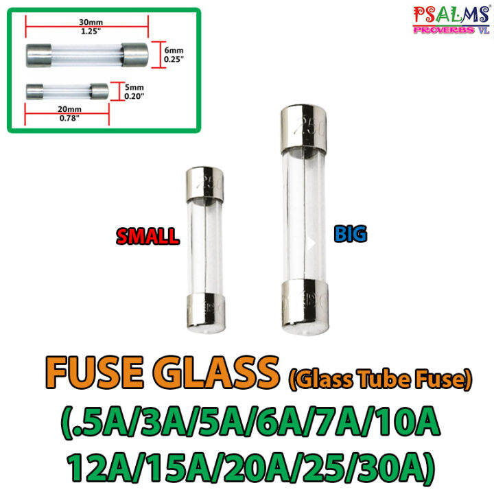 FUSE GLASS(Glass Tube Fuse) .5A/3A/5A/6A/7A/8A/10A/12A/15A/20A/25A ...