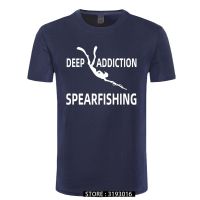 Deep Addicton Diving Spearfishing Print T-Shirt Men T Shirt Fashion Casual Short Sleeve O-Neck Cotton Tshirt Funny Tees Tops