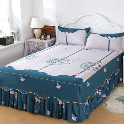 Princess Style Cute Sheet Bed with Skirt Linen Sheets Reactive Printing Comforter Bedding Sets with Pillowcases Home Textiles
