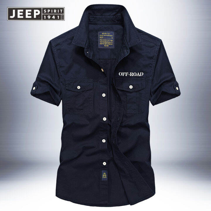 JEEP SPIRIT Shirt Men's Summer Thin Short Sleeve Shirt Jacket Men's