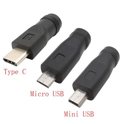 DC Power Connector Converter 5V 5.5 x 2.1mm Female to Type C / Micro USB / Mini USB Male Plug USB Adapter For Computer Phones  Wires Leads Adapters