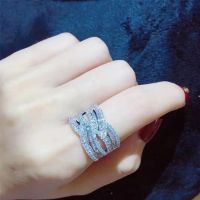 [COD] Foreign trade new style and exaggerated luxury womens ring full of diamonds micro-inlaid zircon pair dance reception