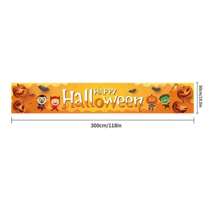 happy-halloween-banner-spooky-outdoor-decoration-banner-50-x-300cm-halloween-ghost-skull-yard-sign-for-yard-fence-offices-garage-wall-functional