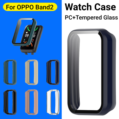 เคส PC + กระจกเทมเปอร์สำหรับ OPPO Band2,ฝาครอบป้องกันแบบบูรณาการปลอกเปลือกกรอบป้องกันเคสกันกระแทกมือถือตก + อุปกรณ์ป้องกันหน้าจอ