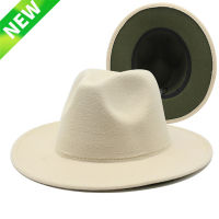 มะนาวกองทัพสีเขียว Fedora หมวกผู้หญิงแฟชั่นแจ๊สหมวกคริสตจักรหมวกผสมสีหมวกทูโทนหมวกมะนาวกองทัพสีเขียว Fedoras ขายส่ง