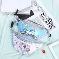 Unicorn Sequins Waist Pack Girls Shoulder Belt Bag Kids Fanny Chest Bag Cartoon Girls Belt Mermaid Sport Purse Children Gifts Running Belt
