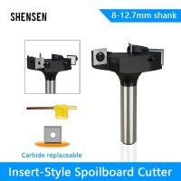 1Pc 8 12 12.7mm CNC Surfacing Router Bit Insert-Style Spoilboard Face End Milling Cutter Type Planer Slotting Bit สําหรับเครื่องมือไม้