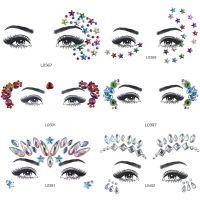 【YF】 3D Colored Crystal Stickers Music Festival Shiny Face Decorations Summer Party Fashion Acrylic Drill Temporary Tattoos