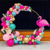 135pcs/pack Flamingo Balloon Garland Arch Kit Rose Red Latex Balloon Metal Birthday Wedding Summer Tropical Party Decoration