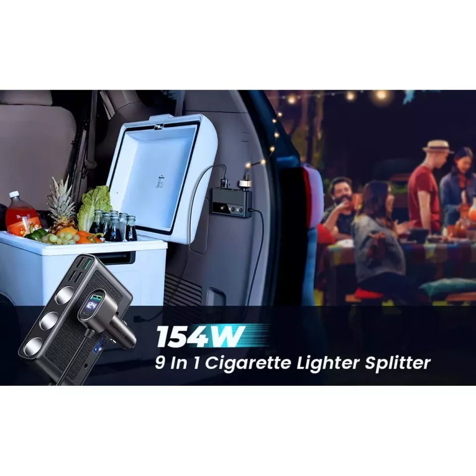 9 in 1 Cigarette Lighter Splitter, JOYROOM 154W Car Charger