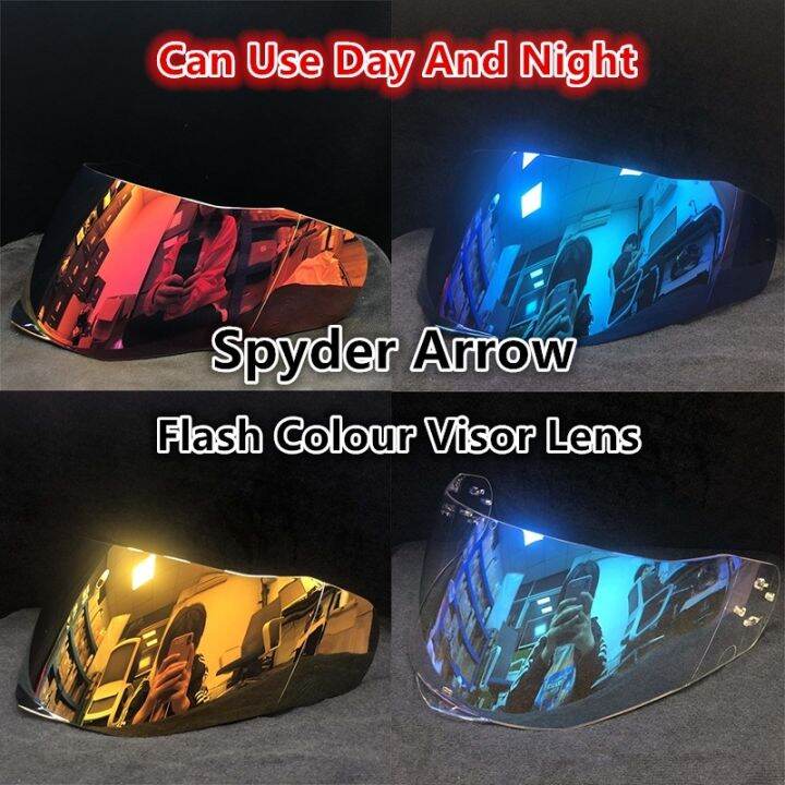 Spyder Arrow Visor Lens Helmet Iriduim Revo Flash Use Day and Night face motor motorcycle helmet