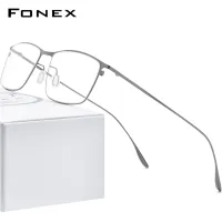 FONEX Titanium Alloy Glasses Frame Men Square Eyeglasses Frames 2022 New Male Full Ultralight Optical Korean Style Rectangle Stylish Eyewear Singapore Branded 8105