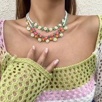 【DT】hot！ Salircon Trend Bohemia Color Beads Chain Choker Necklace Korean Fashion Small Flowers Accessories Jewelry