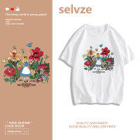 2023 newSELVZE （พร้อมส่งจากกทม มาถึงใน 3วัน）print T-shirt แขนสั้นพิมพ์ลายดอกสวยมาก T0397