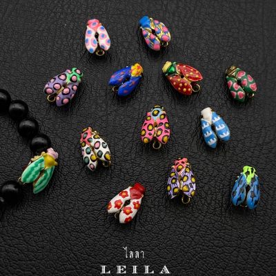 Leila Amulets แมลงภู่คำหลวง รุ่น ลงยาสีพิเศษ (พร้อมกำไลหินฟรีตามรูป)