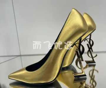 Ysl sales gold heels