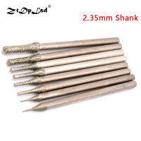 [HOT T] 6PCS 2.35MM Shank ส่วนหัวที่ขัดเพชร Burr เข็มจุดแกะสลักสลักลายขัดแก้วหยกที่เจาะหินสว่านหมุนเครื่องมือ