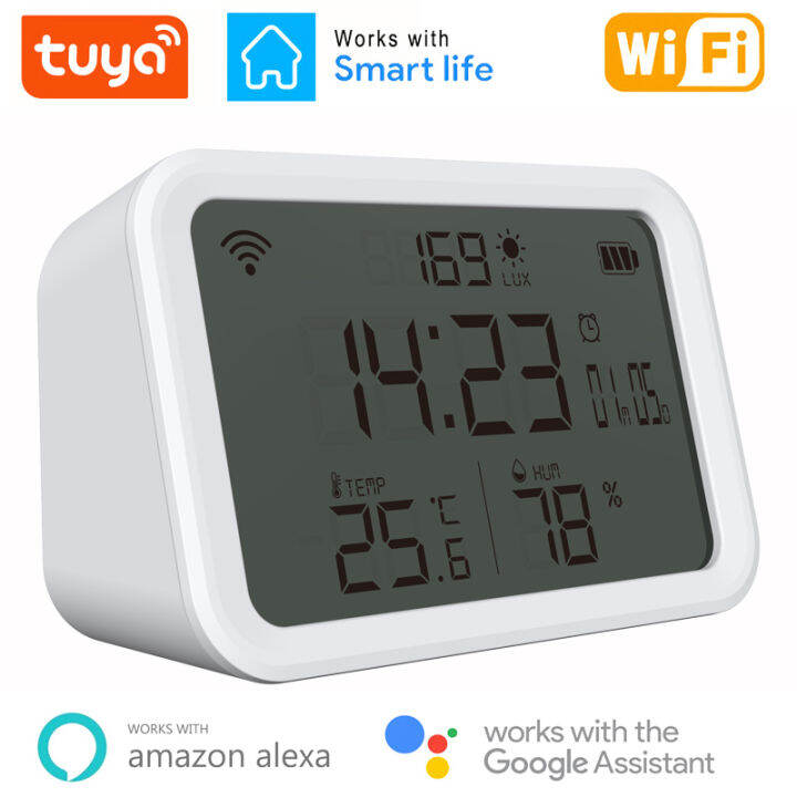 Tuya WIFI Temperature Humidity Sensor Lux Light Detector Time Alarm