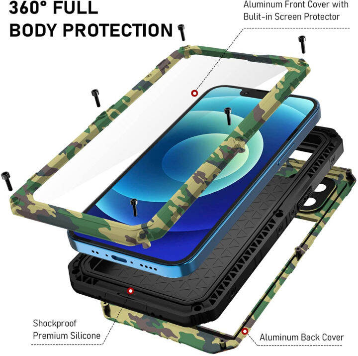 beasyjoy-for-iphone-12-case-waterproof-heavy-duty-case-with-built-in-screen-protector-full-body-rugged-protective-cover-military-grade-shockproof-dustproof-metal-case-6-1-inch-camo-camouflage