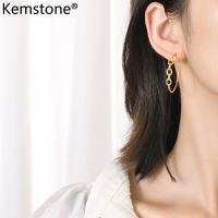 Kemstone เครื่องประดับสแตนเลสรูปตัวซีต่างหูห่วงชุบทองสำหรับผู้หญิง