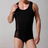 Man Undershirts y Underwear Male Mesh Ice Silk Bodysuit Basic Shirts Fitness Transparent Undershirts Bodywear Sleepwear