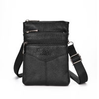 New Mens Leather Shoulder Bag Business Casual First Layer Cowhide Mobile Phone Bag Multifunction Small Messenger Bag Mens Bags