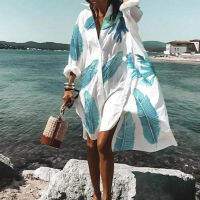 Womens Clothen 2022 New Summer Shirt Beach Dress Oversized Casual Vacation Outing Beachwear Lady Printed Swimwear Beach Tunics