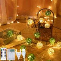 Rattan Balls Lights String Garland LED Kids Bedroom Night Lamp Fairy Patio Christmas Wedding Decor Holiday Indoor Outdoor Party