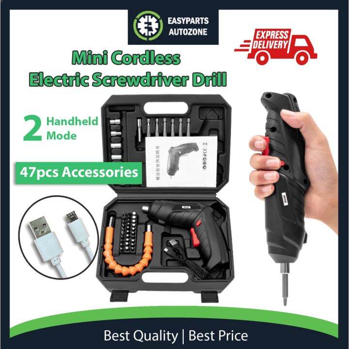 Autozone DIY 47 ITEM Mini Cordless Electric Screwdriver Drill 3.6V