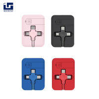 Morkc【คลังสินค้าพร้อม】สายเคเบิลข้อมูลแบบพับเก็บได้3-In-1หลายสายชาร์จอะแดปเตอร์สายกล่องเก็บพร้อมที่วางโทรศัพท์กระจกเครื่องสำอาง