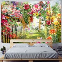 Creative Flower Printing Tapestry Art Decor Wall Hanging Bohemian Tropical Plant Hippie Tapestry Dorm Modern Background Cloth