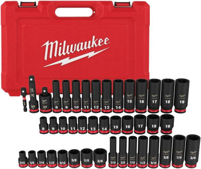 Milwaukee 49-66-7009 43PC SHOCKWAVE Impact Duty 3/8" Drive SAE &amp; Metric Deep 6 Point Socket Set