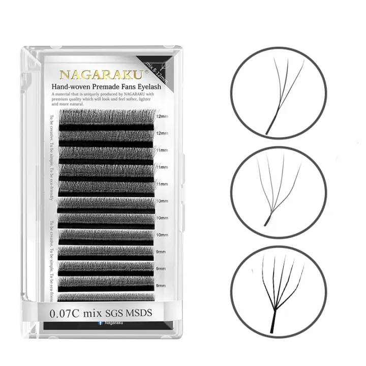 NAGARAKU Automatic Flowering W Shape Bloom 5D Premade Fans Eyelash ...