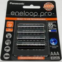 ถ่านชาร์จ Panasonic Eneloop Pro ไซส์ AAA แพค 4 ก้อน สามารถจุไฟฟ้าได้สูงสุดถึง 950 มิลลิแอมป์