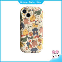 เคสโทรศัพท์มือถือการ์ตูนสัตว์น่ารักกันแดดป้องกันปลอกป้องกันรอยขีดข่วนใช้ได้กับ IPhone 15 14 Pro Max 13 12