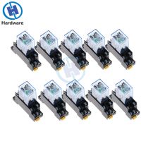 รีเลย์แม่เหล็กไฟฟ้าขนาดเล็ก HH62P LY2NJ 10ชิ้นขดลวด8PIN 10A DC12V DPDT AC220V AC110V DC24V พร้อมฐาน PTF08A