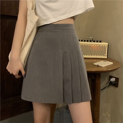 Spring new irregular high waist slim pleated skirt Korean version of all-match A-line skirt Irregular tailoring high waist skirt