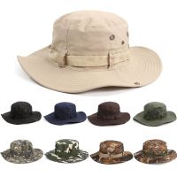 WATERME หมวกเดินป่ากลางแจ้งแคมป์ปิ้งปีกกว้างหมวกแก๊ปใส่ตกปลาหมวกปีกหมวกบังแดดหมวกทรงถังของผู้ชาย